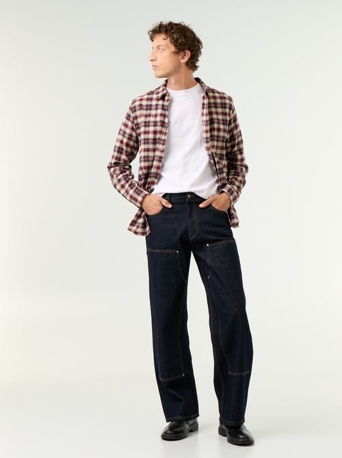 Jean baggy uni avec empiècements fantaisies - Kiabi Jean baggy uni avec empiècements fantaisies - Kiabi