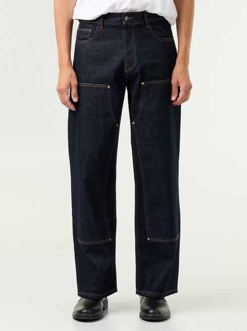Jean baggy uni avec empiècements fantaisies - Kiabi Jean baggy uni avec empiècements fantaisies - Kiabi