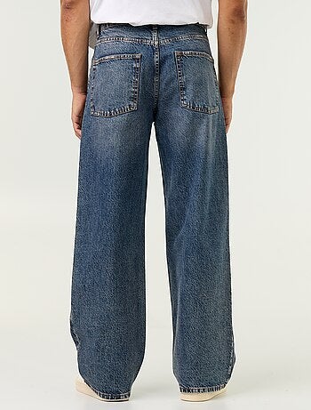 Jean baggy uni avec empiècements fantaisies