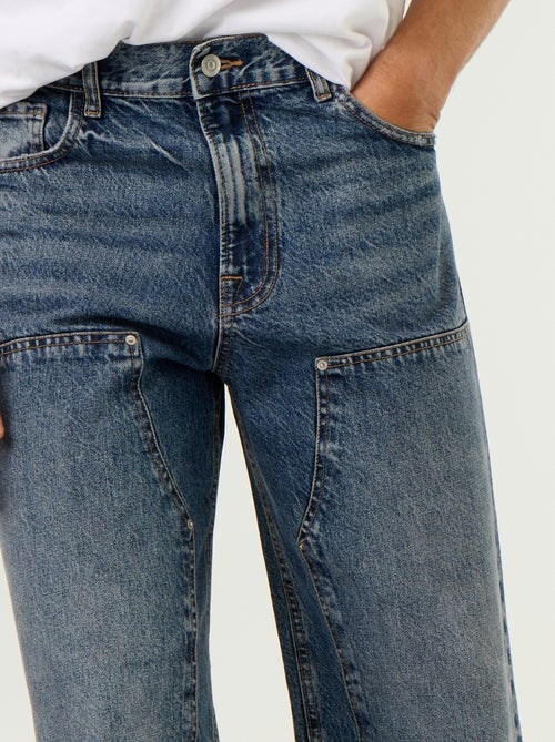 Jean baggy uni avec empiècements fantaisies - Kiabi Jean baggy uni avec empiècements fantaisies - Kiabi