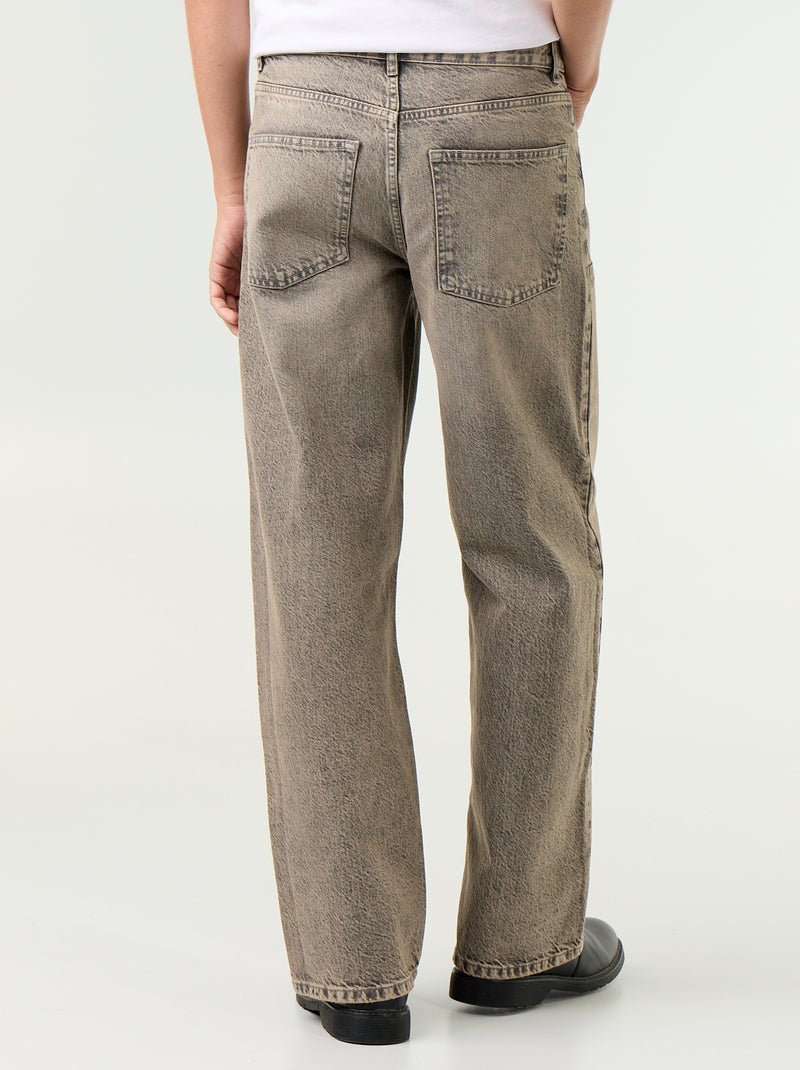 Jean baggy uni avec empiècements fantaisies Gris - Kiabi