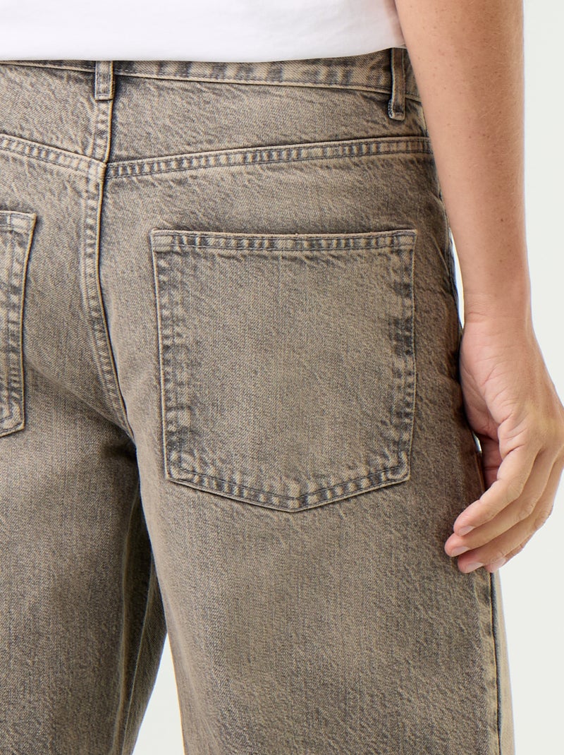 Jean baggy uni avec empiècements fantaisies Gris - Kiabi