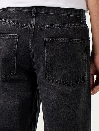 Jean baggy uni avec empiècements fantaisies