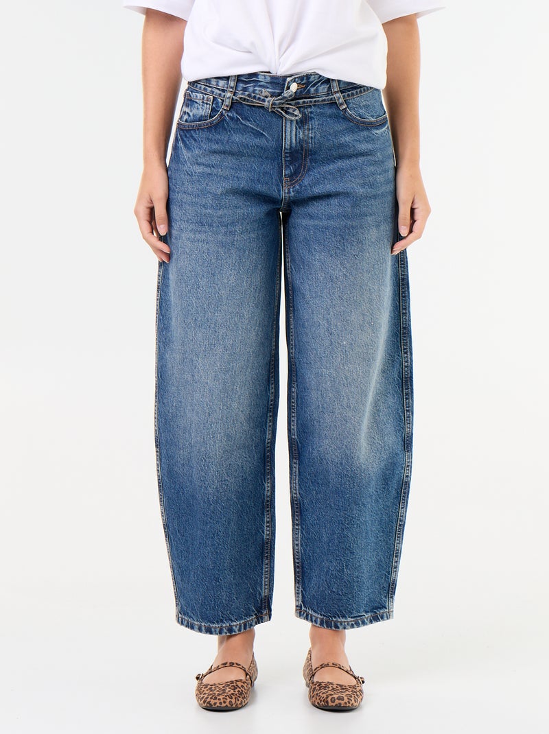Jean barrel avec ceinture à nouer Bleu - Kiabi