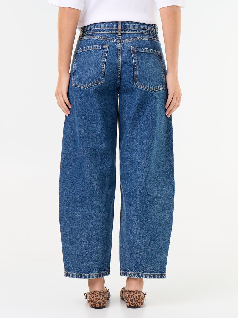 Jean barrel avec ceinture à nouer Bleu - Kiabi