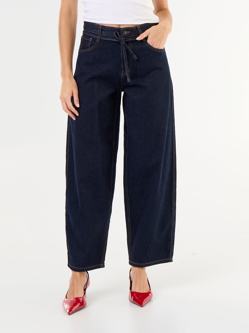 Jean barrel avec ceinture à nouer Bleu - Kiabi