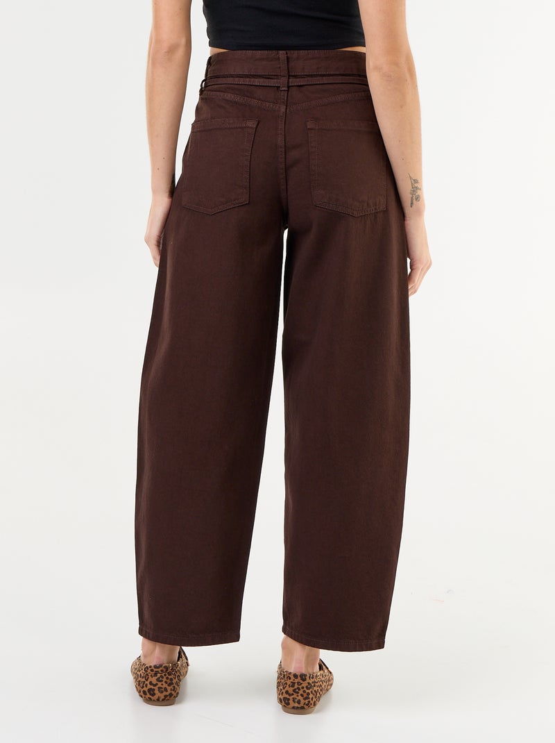 Jean barrel avec ceinture à nouer Marron - Kiabi