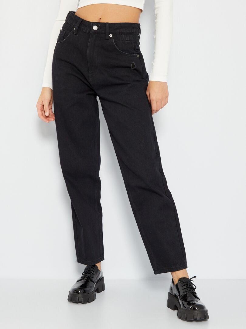 Jean barrel denim clair Noir - Kiabi