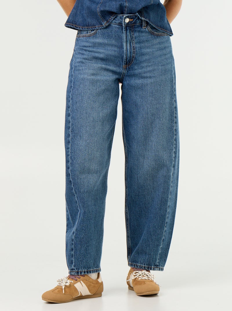 Jean barrel taille haute Bleu - Kiabi