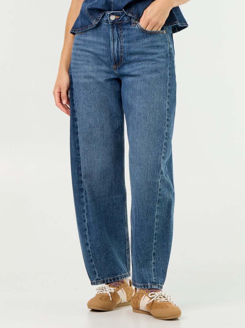 Jean barrel taille haute Bleu - Kiabi