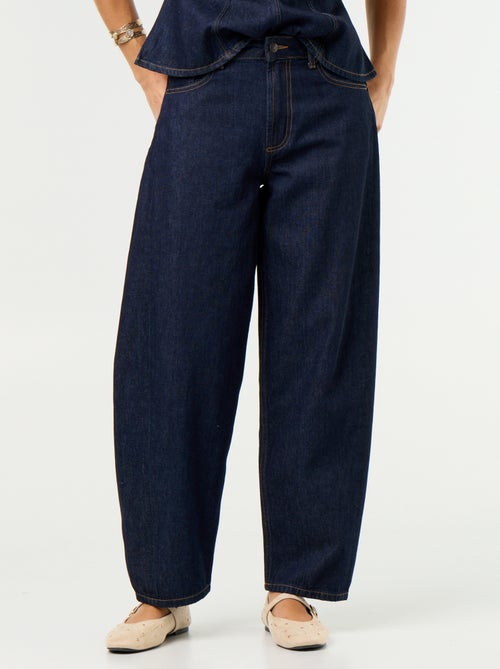 Jean barrel taille haute - Kiabi