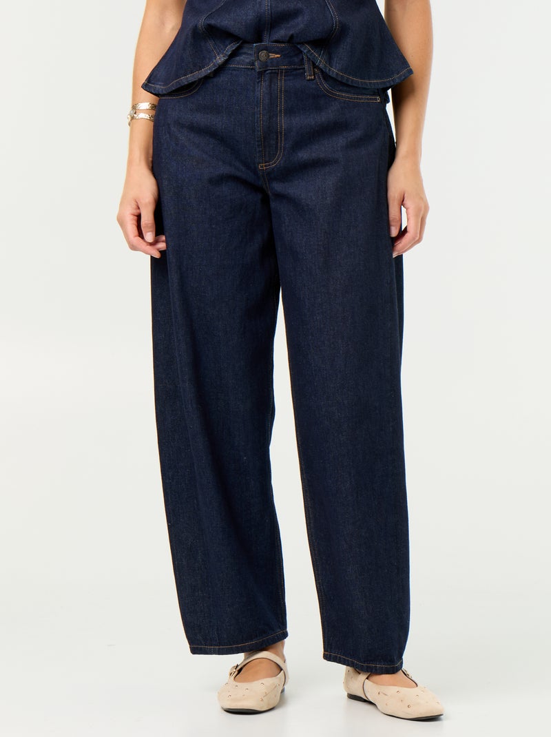 Jean barrel taille haute Bleu - Kiabi