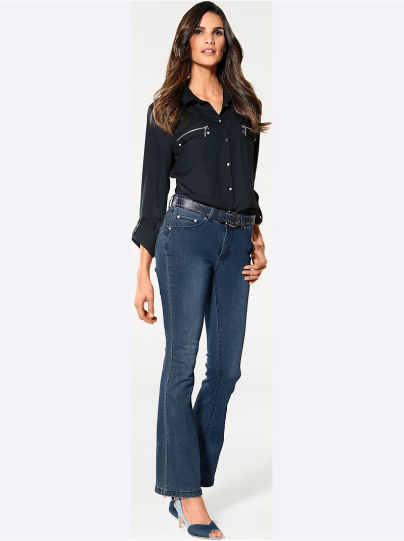 Jean bootcut - taille courte - helline Bleu denim - Kiabi