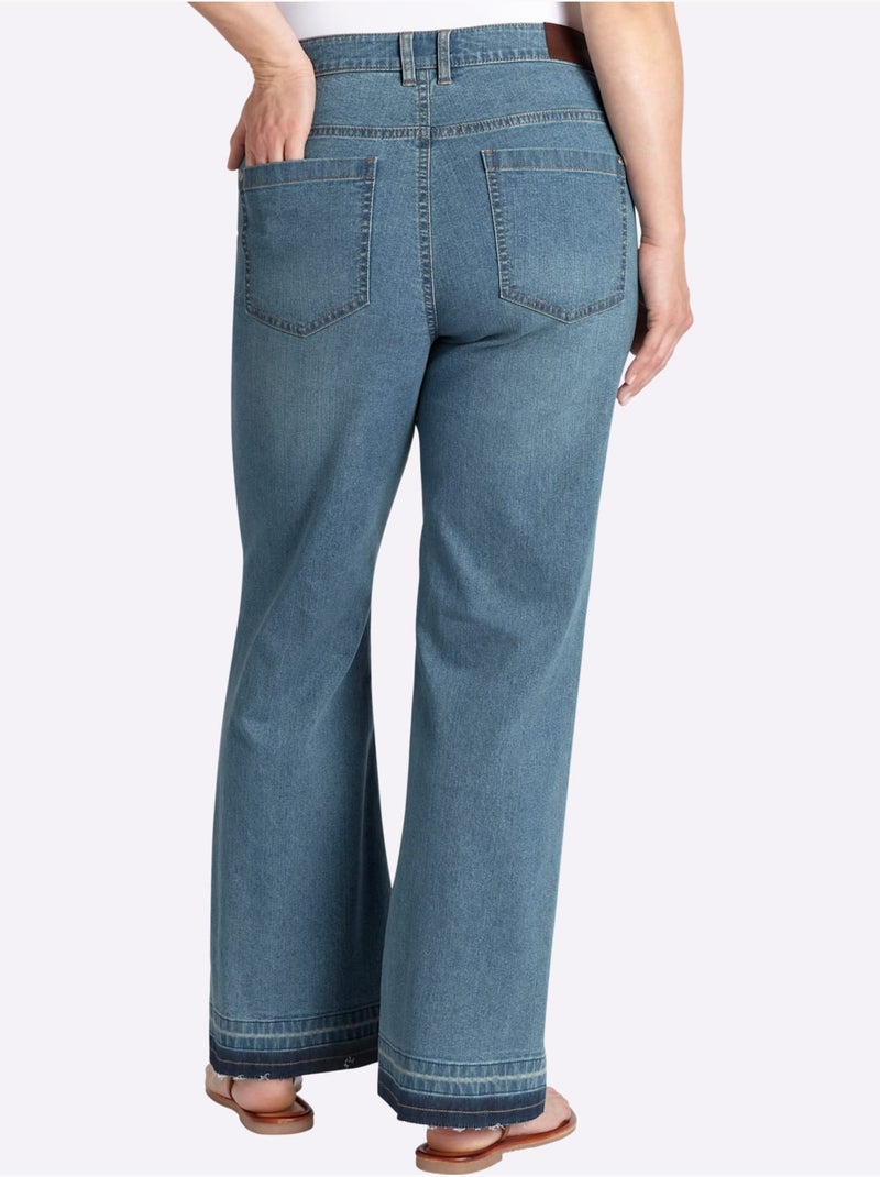 Jean Bootcut - Taille Standard - Sheego Bleu Blanc - Kiabi