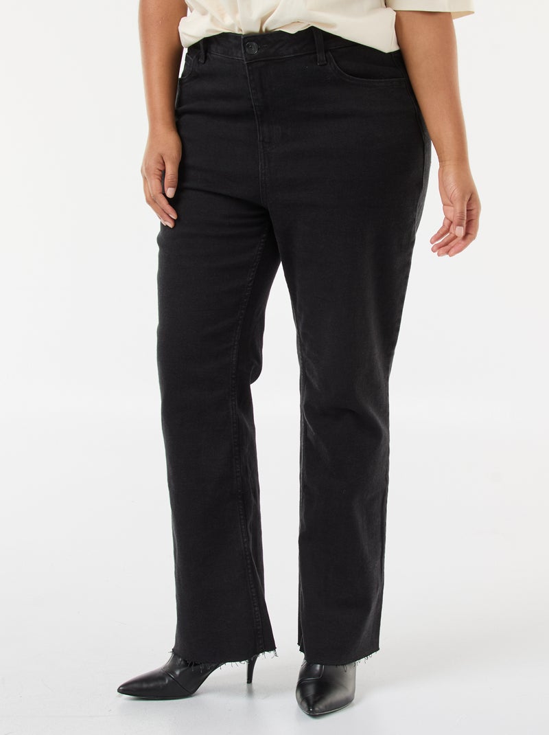 Jean bootcut avec bords à cru Noir - Kiabi