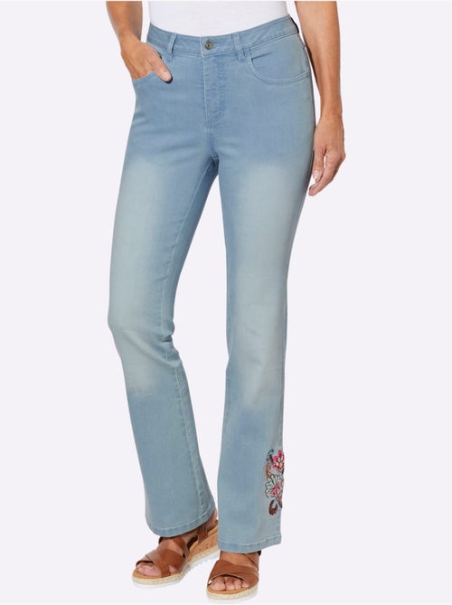 Jean bootcut avec broderie florale et ceinture gainante - Taille standard - Moda Vilona - Kiabi