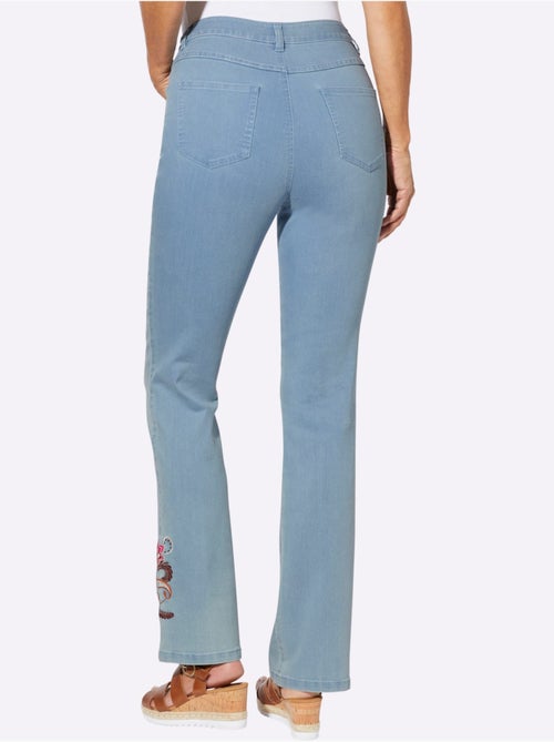 Jean bootcut avec broderie florale et ceinture gainante - Taille standard - Moda Vilona - Kiabi