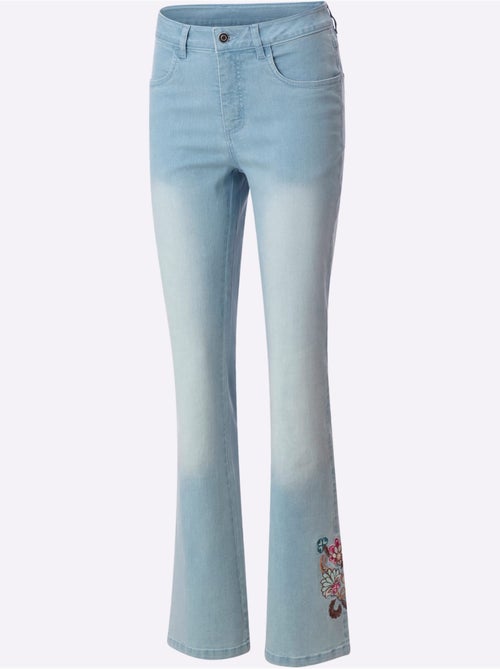 Jean bootcut avec broderie florale et ceinture gainante - Taille standard - Moda Vilona - Kiabi
