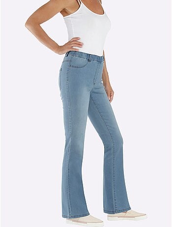 Jean bootcut avec ceinture élastique et poches décoratives - Taille courte - Moda Vilona