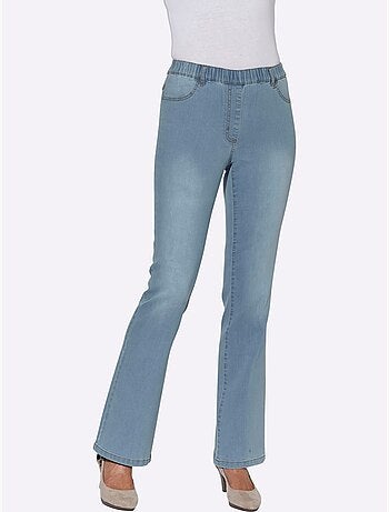Jean bootcut avec ceinture élastique et poches décoratives - Taille courte - Moda Vilona