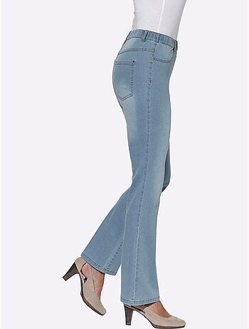 Jean bootcut avec ceinture élastique et poches décoratives - Taille courte - Moda Vilona