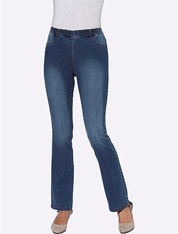 Jean bootcut avec ceinture élastique et poches décoratives - Taille courte - Moda Vilona