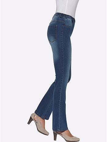 Jean bootcut avec ceinture élastique et poches décoratives - Taille courte - Moda Vilona