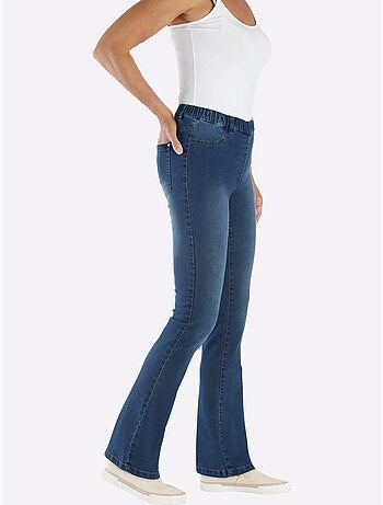 Jean bootcut avec ceinture élastique et poches décoratives - Taille courte - Moda Vilona