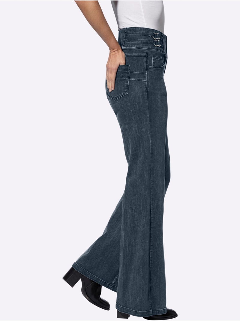 Jean bootcut brides décoratives - taille standard - helline Bleu foncé - Kiabi