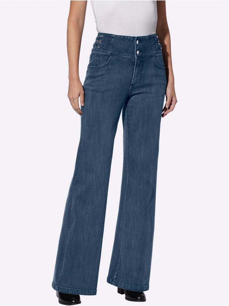 Jean bootcut brides décoratives - taille standard - helline Bleu jean - Kiabi