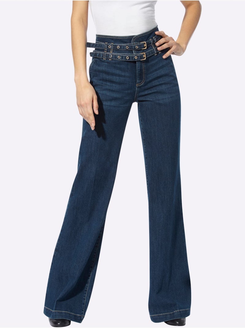Jean Bootcut Ceinture - Taille Standard - Helline Bleu jean - Kiabi