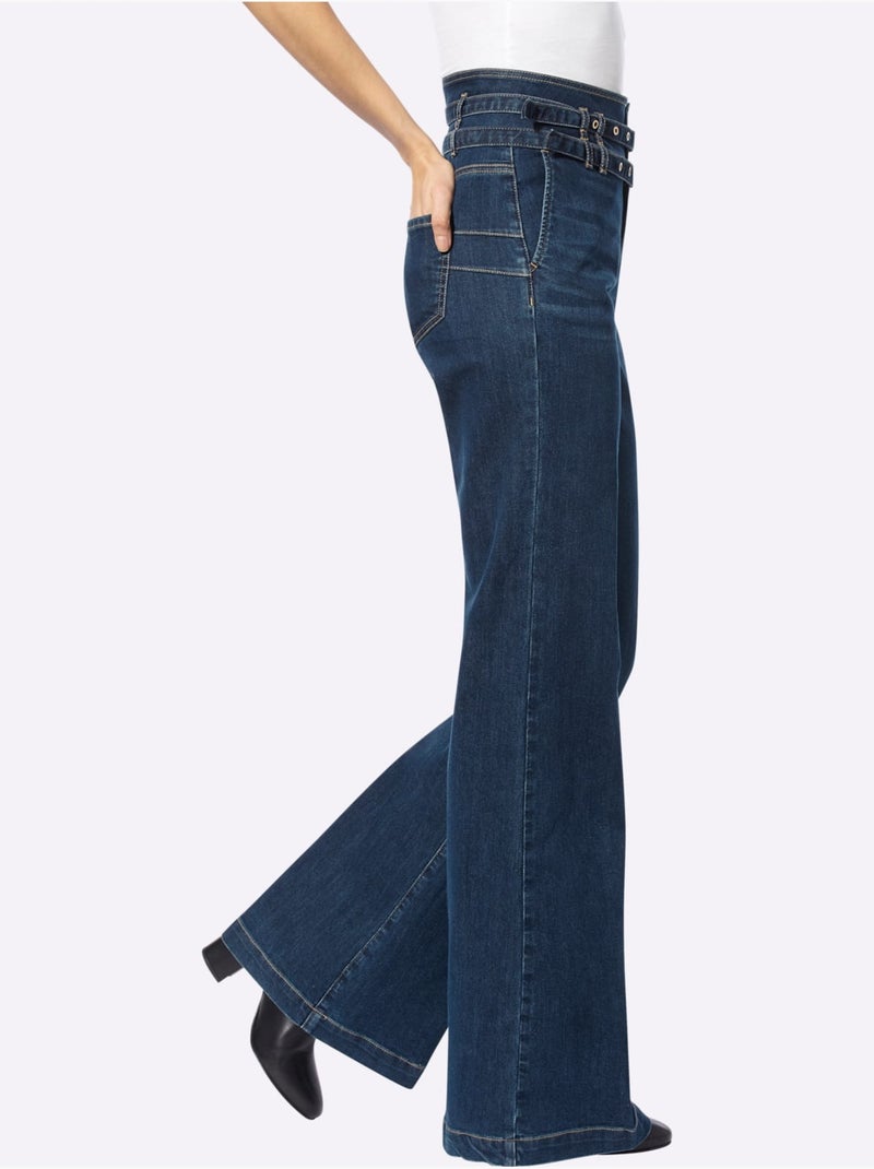 Jean Bootcut Ceinture - Taille Standard - Helline Bleu jean - Kiabi