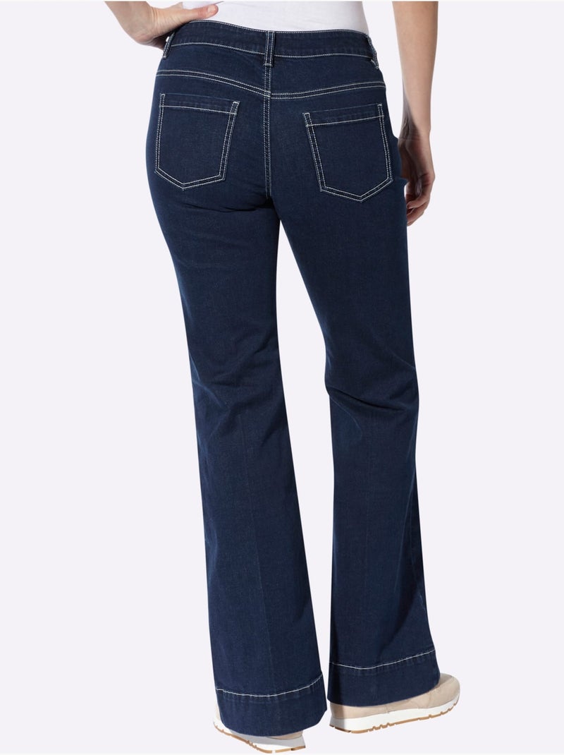 Jean bootcut coupe bootcut décontractée - taille standard - helline Bleu foncé - Kiabi