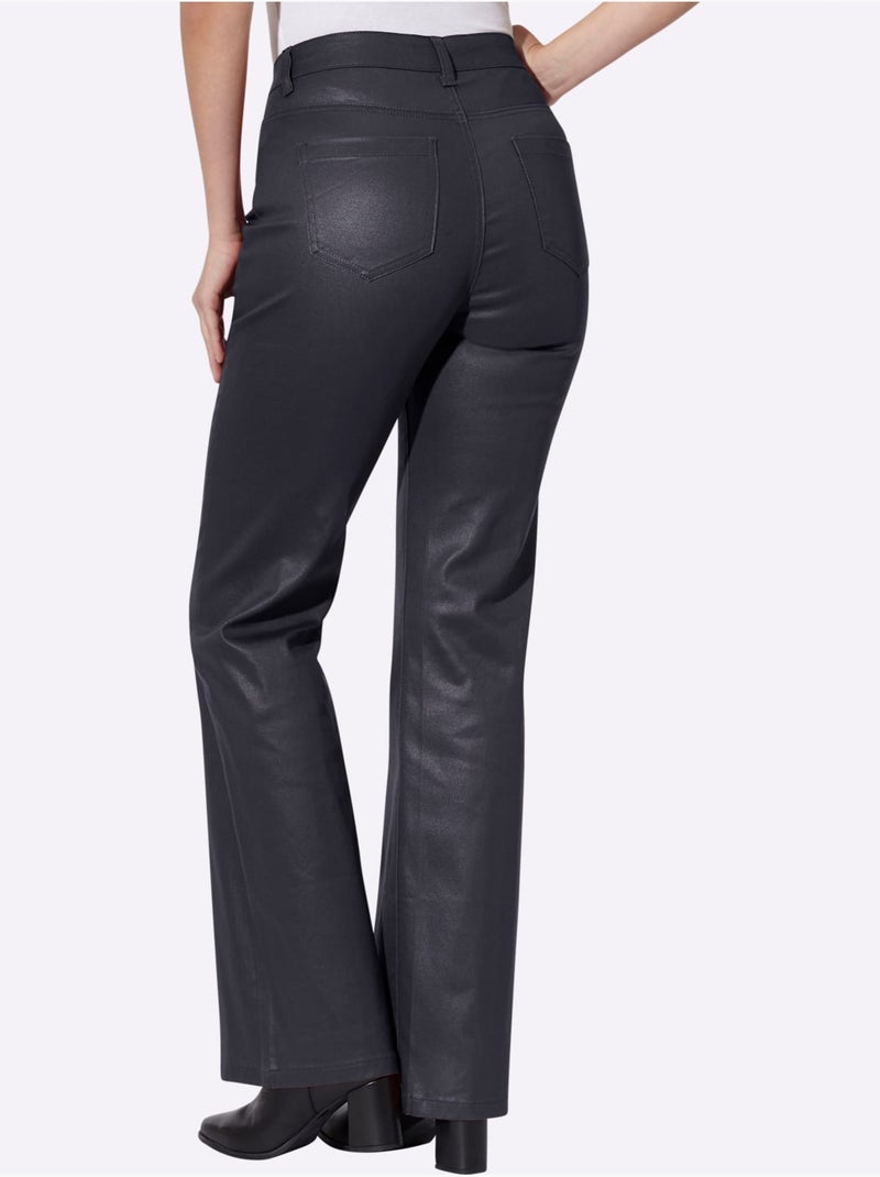 Jean bootcut revêtement brillant - taille standard - helline Bleu marine - Kiabi
