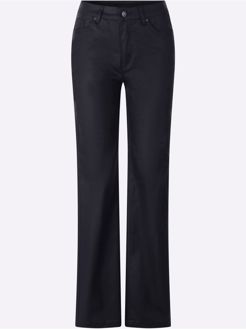 Jean bootcut revêtement brillant - taille standard - helline Bleu marine - Kiabi