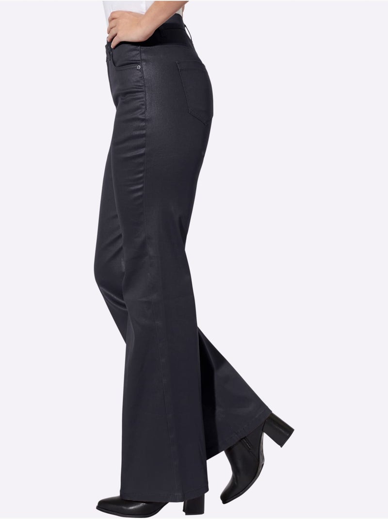 Jean bootcut revêtement brillant - taille standard - helline Bleu marine - Kiabi