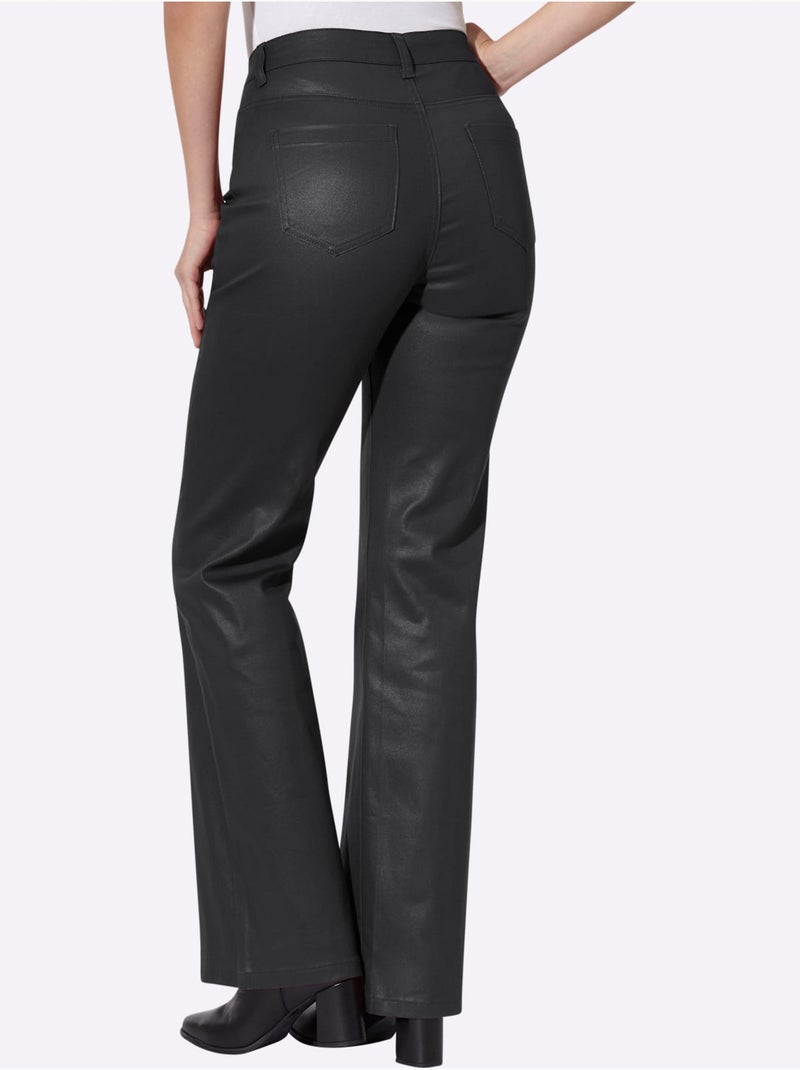 Jean bootcut revêtement brillant - taille standard - helline Noir - Kiabi