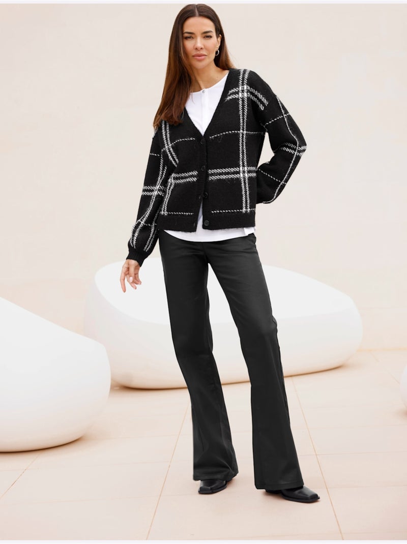 Jean bootcut revêtement brillant - taille standard - helline Noir - Kiabi