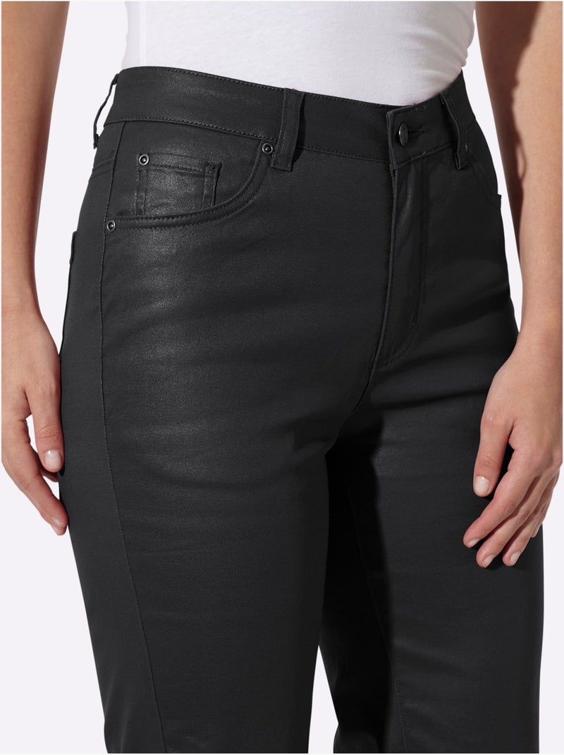 Jean bootcut revêtement brillant - taille standard - helline Noir - Kiabi