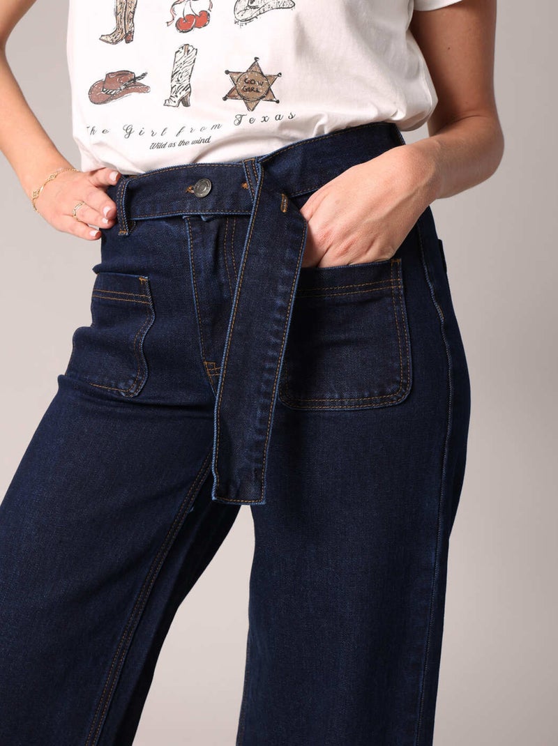 Jean bootcut taille haute 'Deeluxe' Bleu foncé - Kiabi