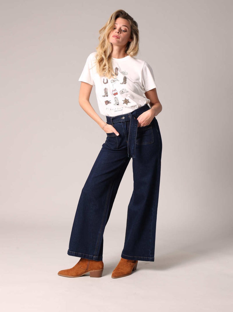 Jean bootcut taille haute 'Deeluxe' Bleu foncé - Kiabi