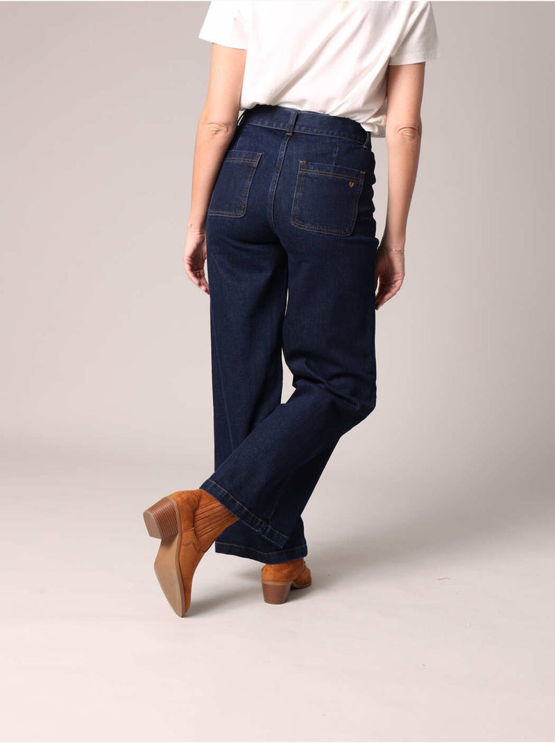 Jean bootcut taille haute 'Deeluxe' Bleu foncé - Kiabi