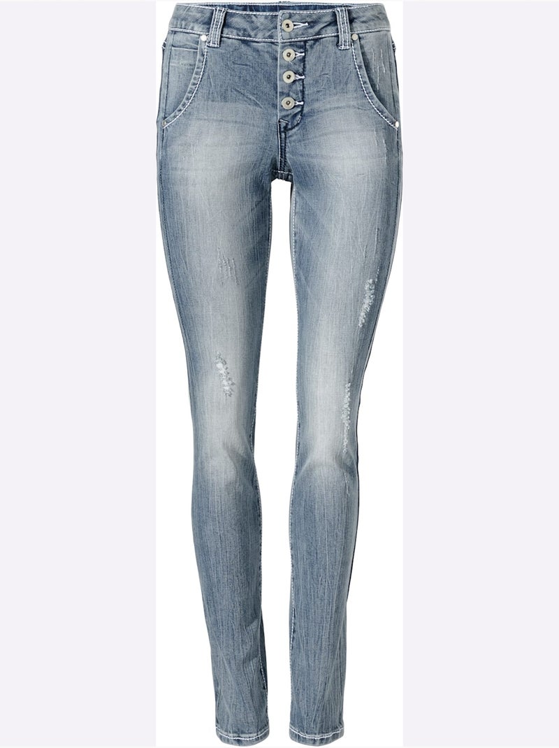 Jean Boyfriend - Taille Courte - Helline Bleu - Kiabi