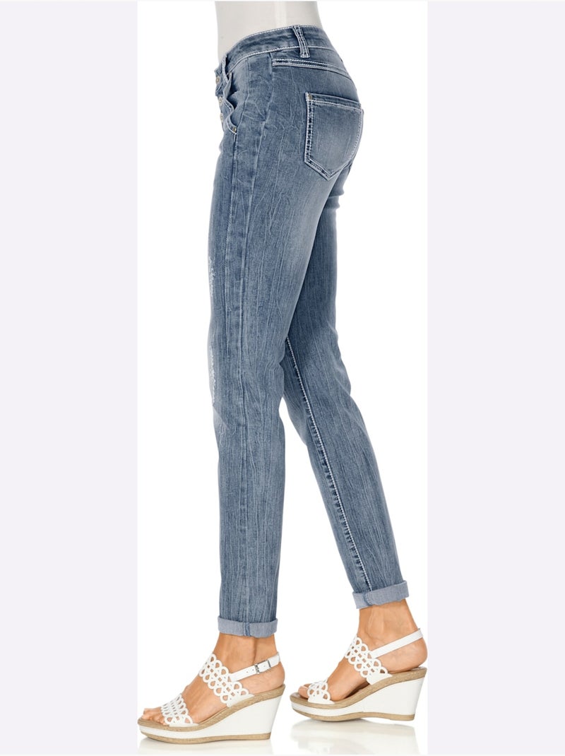 Jean Boyfriend - Taille Standard - Helline Bleu - Kiabi