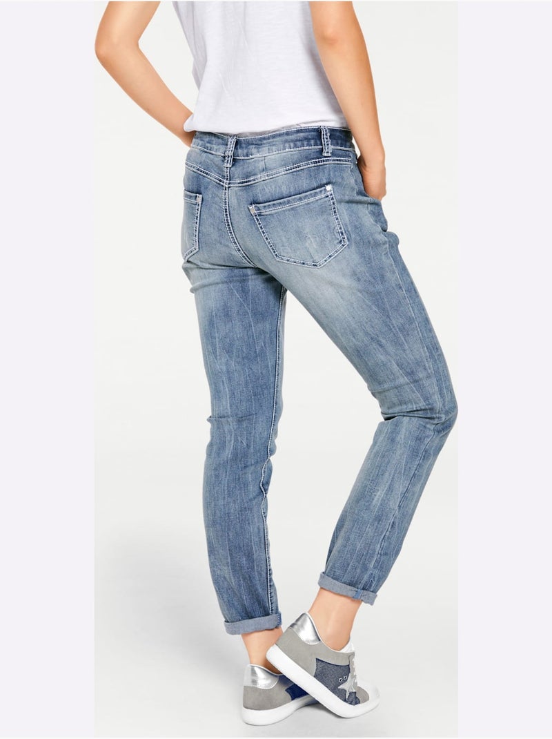 Jean Boyfriend - Taille Standard - Helline Bleu - Kiabi