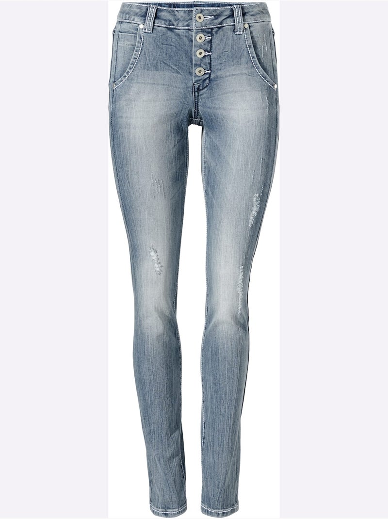 Jean Boyfriend - Taille Standard - Helline Bleu - Kiabi
