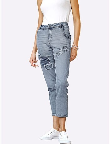Jean boyfriend coton extensible confortable - taille standard - helline