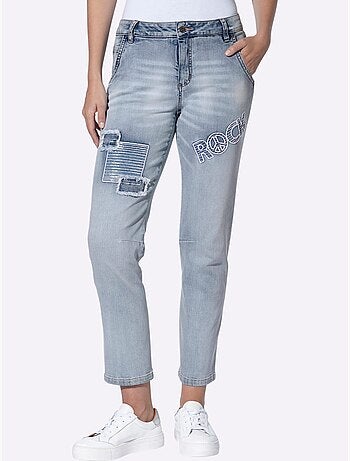 Jean boyfriend coton extensible confortable - taille standard - helline