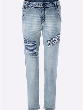 Jean boyfriend coton extensible confortable - taille standard - helline