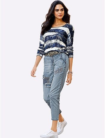 Jean boyfriend coton extensible confortable - taille standard - helline